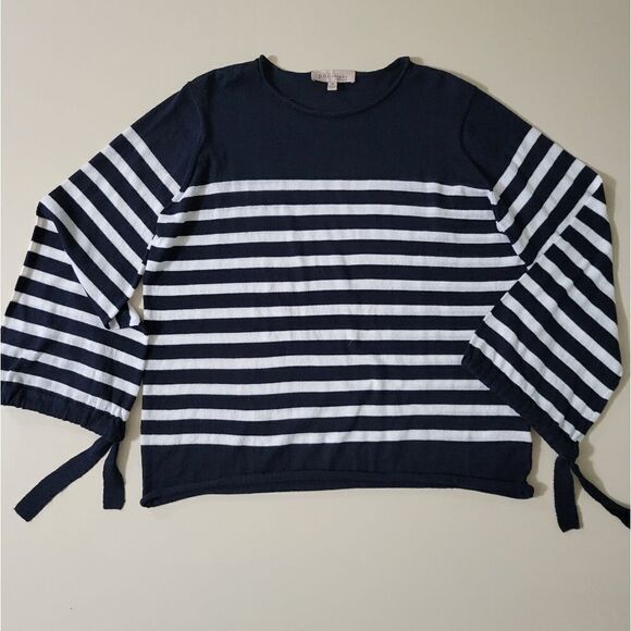 Philosophy Women's Nautical Navy Striped Lightweight Sweater - Picture 4 of 13